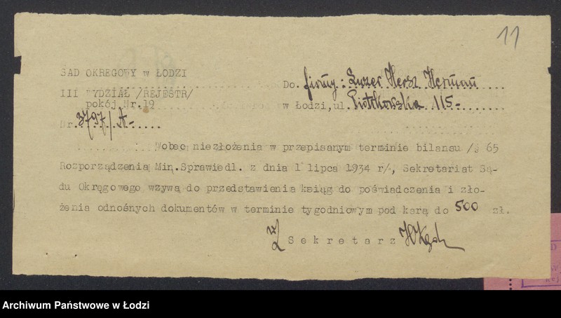 Obraz 13 z jednostki "Lauzer Hersz Herman- sprzedaż przędzy"