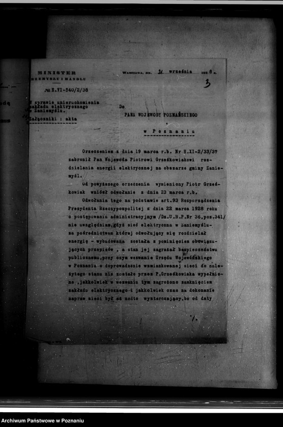 Obraz 7 z jednostki "Wniosek Piotra Grześkowiaka na Zakład Elektryczny w Zaniemyślu powiat średzki"