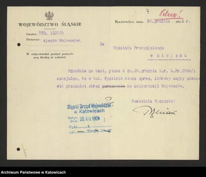 image.from.unit.number "[Konferencje wojewodów w Warszawie: zawiadomienia, porządki obrad, referaty ministerialne, materiały informacyjne wydziałów UWŚl, starostw i urzędów niezespolonych, przeważnie w sprawach gospodarczych i administracyjnych]"