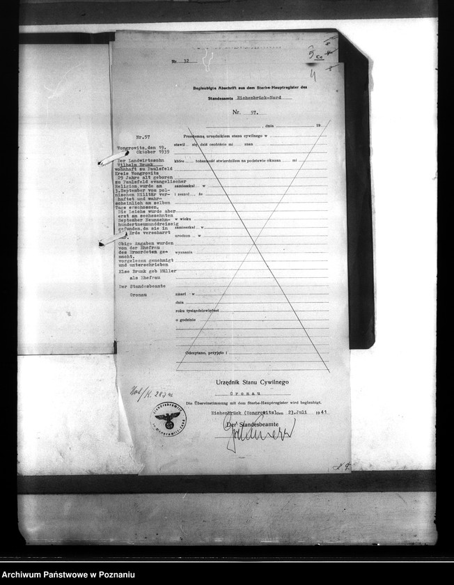 Obraz 9 z jednostki "Wykazy miejscowych Niemców, którzy zginęli w 1939 roku. Kreis Wongrowitz (Wągrowiec)"