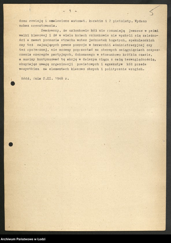 Obraz 6 z jednostki "Sprawozdania z [przygotowań i przebiegu] akcji oczyszczenia szeregów partyjnych"