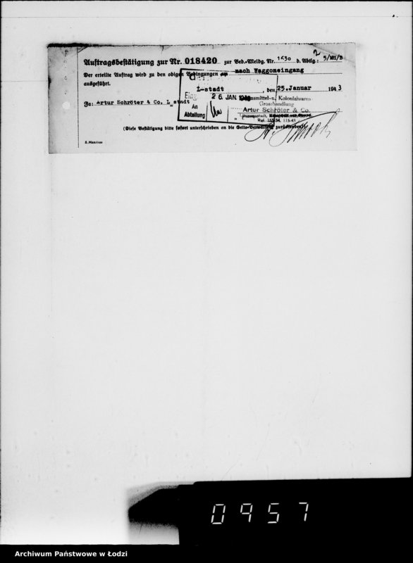 Obraz 6 z jednostki "Lebensmitteleinkauf. Aufträge, [Lieferscheinen und Rechnungen] 18371-18420. [Dostawa artykułów pierwszej potrzeby do Getta]"