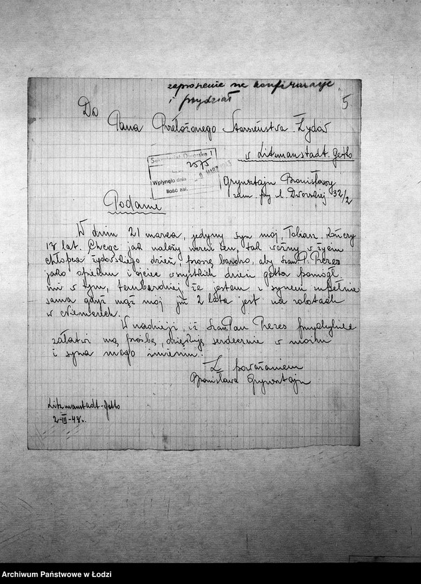 Obraz 8 z jednostki "[Podania o pracę i zasiłek pieniężny]"