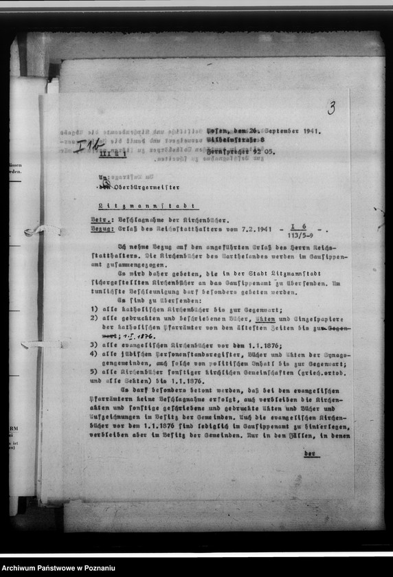 Obraz 7 z jednostki "Stadtsippenamt Litzmannstadt [Łódź, korespondencja w sprawach organizacyjnych i działalnośc]"