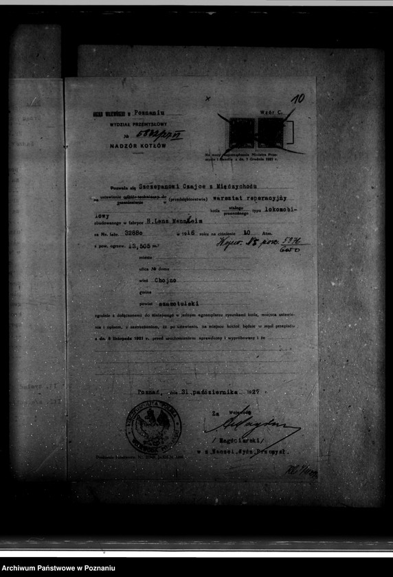 Obraz 14 z jednostki "Tartak parowy R. Nitsche w Boruji Starej powiat wolsztyński nr woj. kotła 5976"