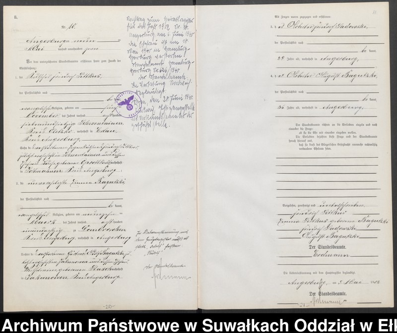 image.from.unit.number "Heiraths-Neben-Register des Preussischen Standes-Amtes Angerburg Kreis Angerburg"