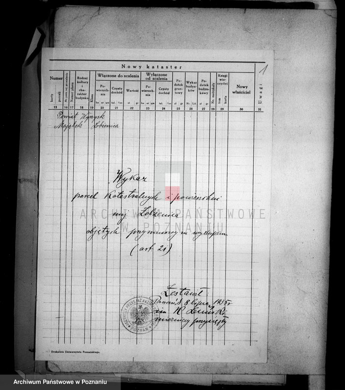 Obraz 5 z jednostki "Wykaz parcel katastralnych i powierzchni objętych przymusowym wykupem art.. 21"