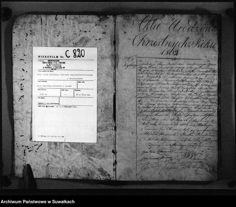 image.from.unit.number "Duplikat Aktow Urodzonych Chrzestnych Zaślubionych i Zeszłych na Rok 1832"