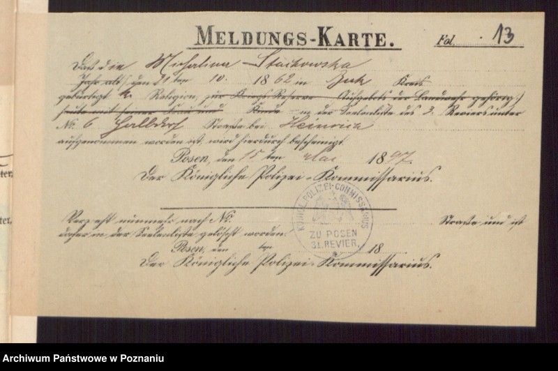 Obraz 15 z jednostki "Die von den Verlobten beigebrachten Urkunden zur Eheschliessung pro 1897"