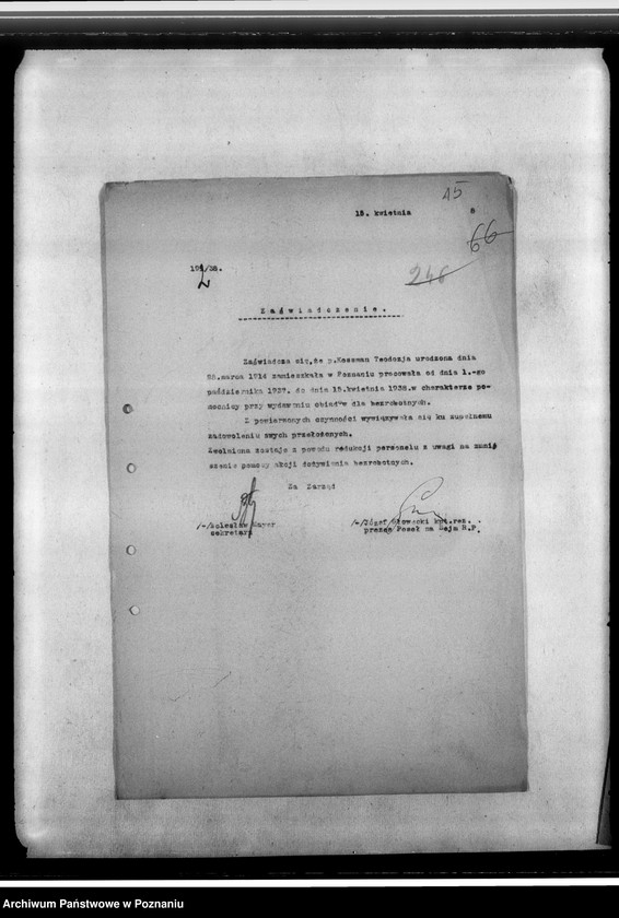 Obraz 20 z jednostki "Korespondencja federacji w sprawach personalno-organizacyjnych- zaświadczenia, powiadomienia o zebraniach i inne"