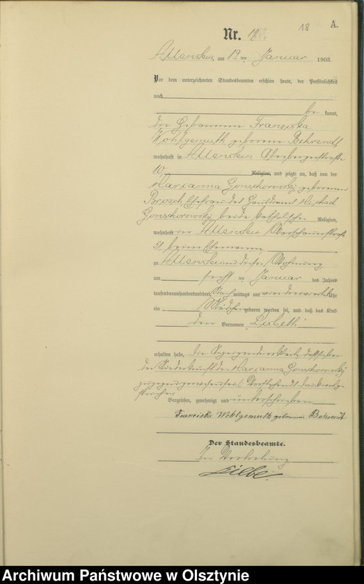 image.from.unit.number "Geburts-Haupt-Register Tom I,Nr - 399"