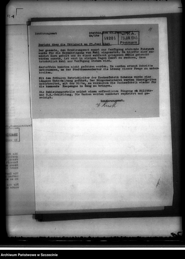 image.from.unit.number "Sprawozdania dzienne z działalności Wydziału Aprowizacyjnego niemieckiego Zarządu Miejskiego w Szczecinie m-c VI-VII.  Zeznania ludności cywilnej o napadach rabunkowych dokonanych przez Rosjan"