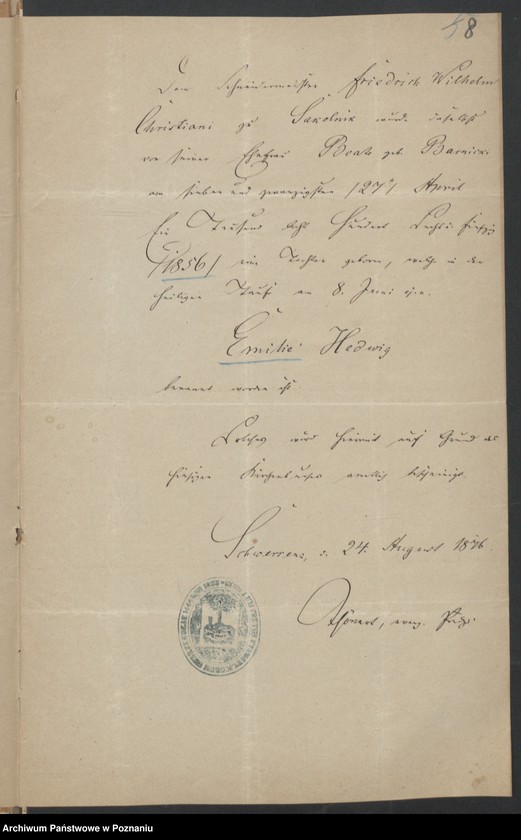 Obraz 10 z jednostki "Die von den Verlobten beigebrachten Urkunden zur Eheschliessung pro 1876"