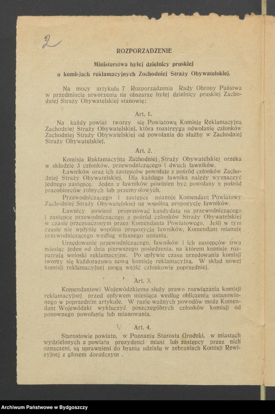 image.from.unit.number "Rozkazy zwykłe Nr: 2, 3, 4, 7, 8 Komendy Głównej Zachodniej Straży Obywatelskiej w Poznaniu"