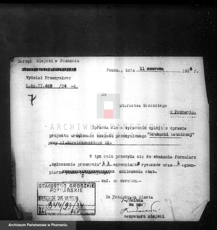 Obraz 11 z jednostki "Zatwierdzenie Drukarni Lotniczej przy Al.. Marcinkowskiego 25"