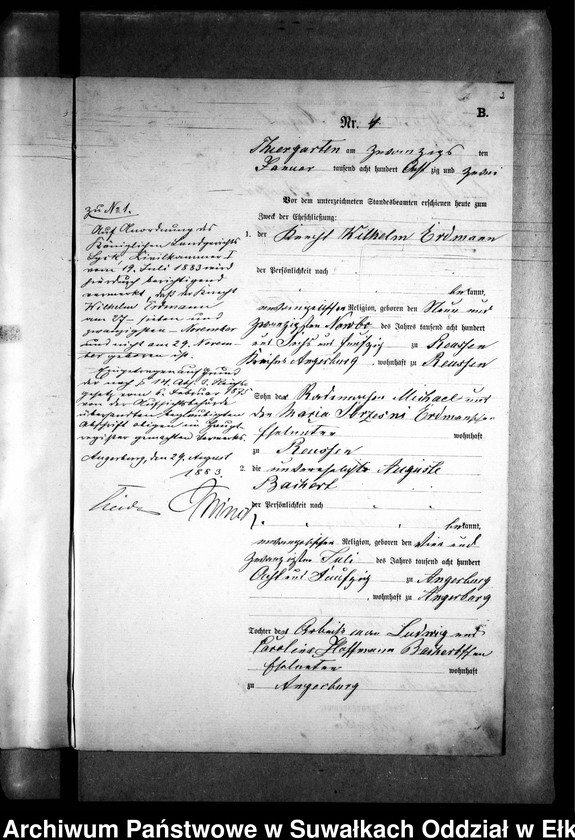 image.from.unit.number "Heiraths-Neben-Register des Preussischen Standes-Amtes Prinowen Kreis Angerburg"