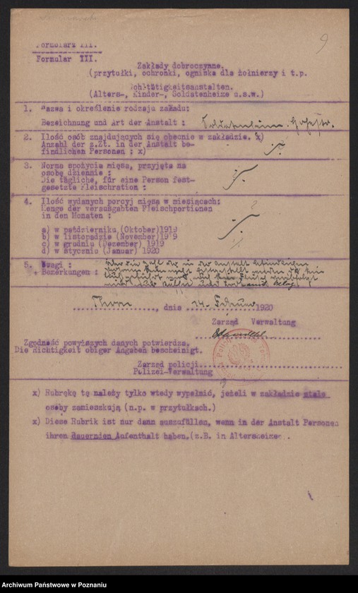 Obraz 11 z jednostki "[Wykazy zakładów dobroczynnych w Toruniu w związku z racjonowaniem żywności]"