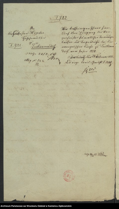 image.from.unit.number "Amtsgericht Schweidnitz Duplicate der Kirchenbücher der evang. Kirche zu Leutmannsdorf"