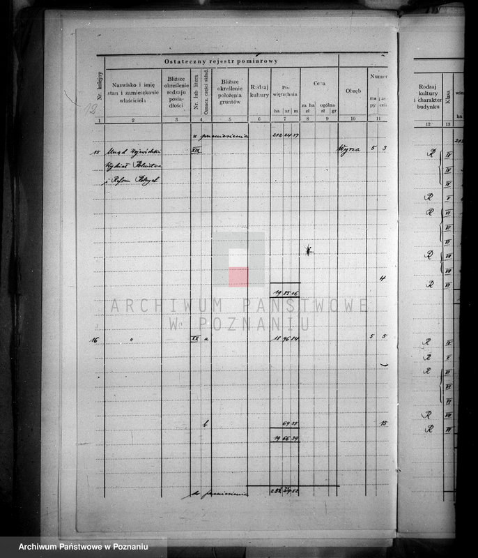 Obraz 16 z jednostki "Ostateczny rejestr pomiarowy majątku Wyrza powiatu wyrzyskiego"
