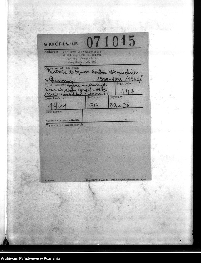 Obraz 2 z jednostki "Wykazy miejscowych Niemców, którzy zginęli w 1939 roku. Kreis Wreschen (Wrzesień)"