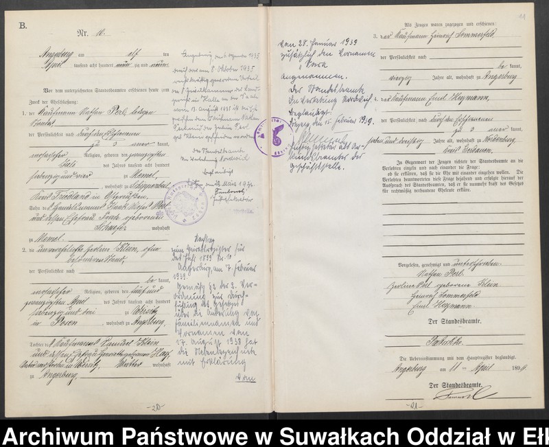 image.from.unit.number "Heiraths-Neben-Register des Preussischen Standes-Amtes Angerburg Kreis Angerburg"