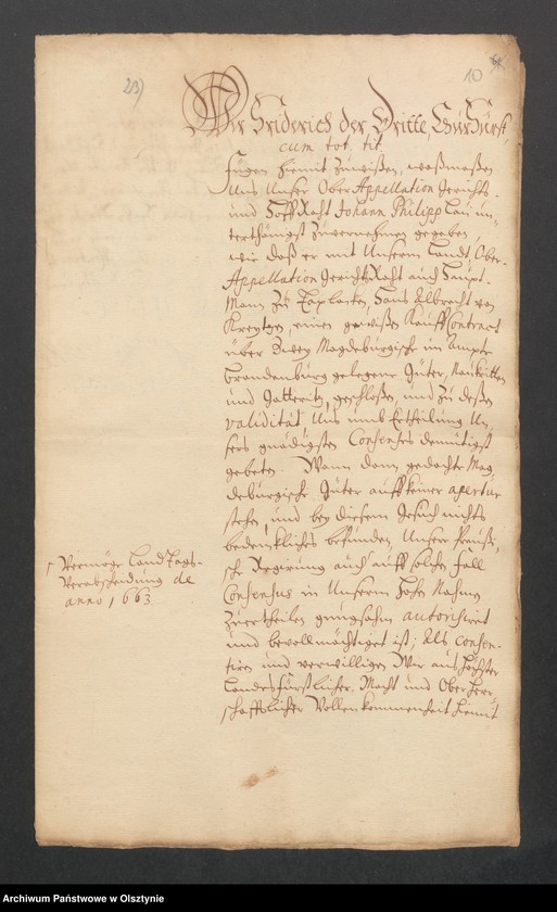 image.from.unit.number "Naukritten und Gatteritz, H. [Haupt] A. [Amt] Brandenburg [Pokarmin]. Acta den Consens zum Verkaufe durch den Ober=Appelations=Gerichts=Rath u Hauptamtmann zu Taplacken, Hans Albrecht v. [von] Kreytzen an den Ober=Appellationsgerichts=Rath Joh. [Johann] Philipp Lau"