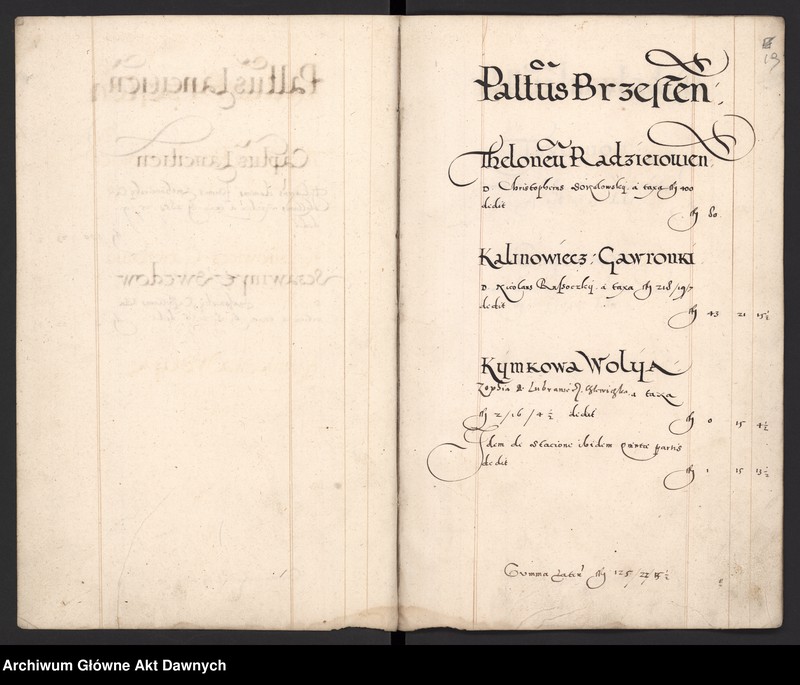 image.from.unit.number "Sumariusz pieniędzy i rejestr retenty piątej części z dochodów dóbr stołowych z terenów całej Rzeczpospolitej."