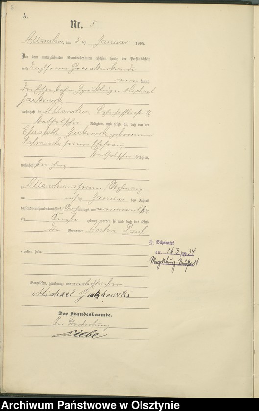 image.from.unit.number "Geburts-Haupt-Register Tom I, Nr 1- 398"