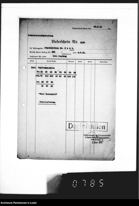 Obraz 9 z jednostki "[Dowody dostawy umundurowania dla firmy O.dr Todt Organisation"