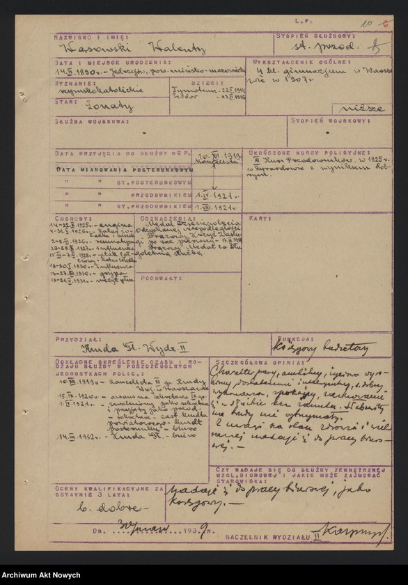 image.from.unit.number "Szeregowi Policji Państwowej zatrudnionych w Wydziale III Komendy Głównej Policji Państwowej, cz. II. Opinie."