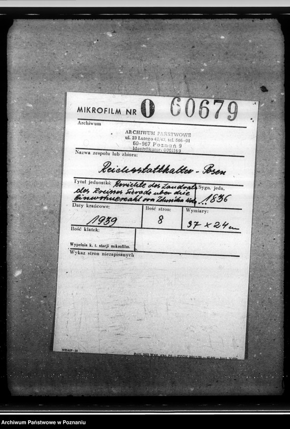 Obraz 2 z jednostki "Berichte das Landrats des Kreises Sieradz über die Einwohnerzahl von zduńska Wola und die Beutegüter auf dem Eisenbahngelünde in Karsznice und Zduńska Wola"