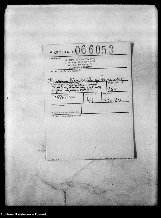 Obraz 2 z jednostki "[Gimnazjum Marii Magdaleny w Poznaniu protokoły z egzaminu dojrzałości eksternów]"