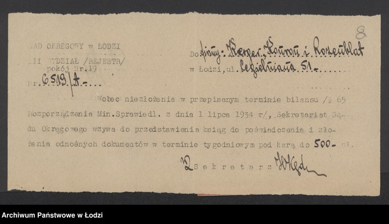 Obraz 10 z jednostki "Kerger, Konzon i Rozenblat- fabrykacja wyrobów bawełnianych"