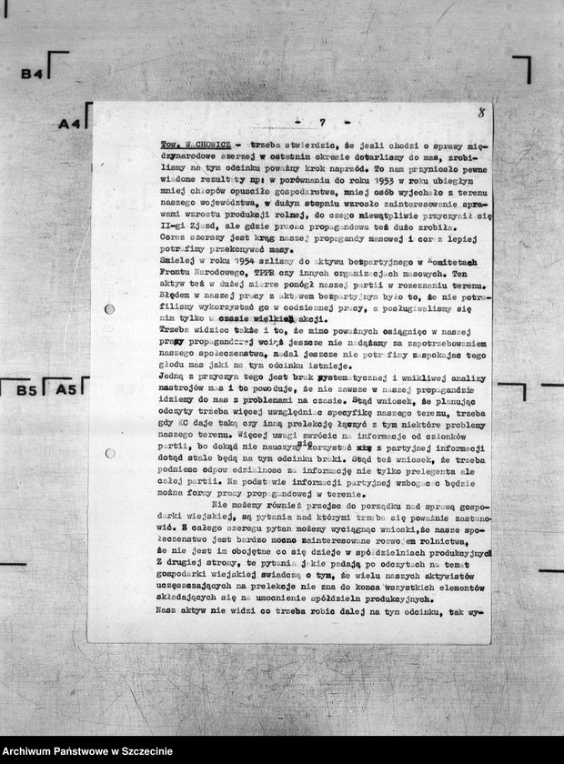 Obraz 12 z jednostki "Protokoły posiedzeń Egzekutywy Komitetu Wojewódzkiego Polskiej Zjednoczonej Partii Robotniczej: 4, 13, 26 kwietnia 1955 r."