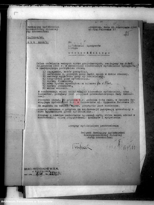 Obraz 16 z jednostki "Związek Rewizyjny Spółdzielni R.P.Okręg Szczeciński - korespondencja"