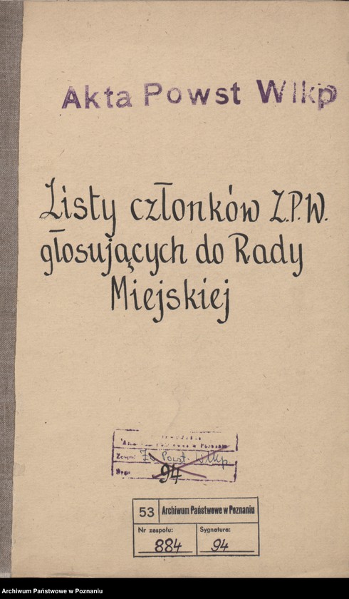 image.from.unit.number "Listy członków Związku Powstańców Wielkopolskich głosujących do Rady Miejskiej."