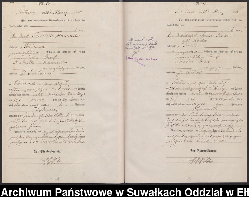 image.from.unit.number "Geburts-Haupt-Register des Königlich Preussischen Standes-Amtes Schaden Kreis Sensburg"