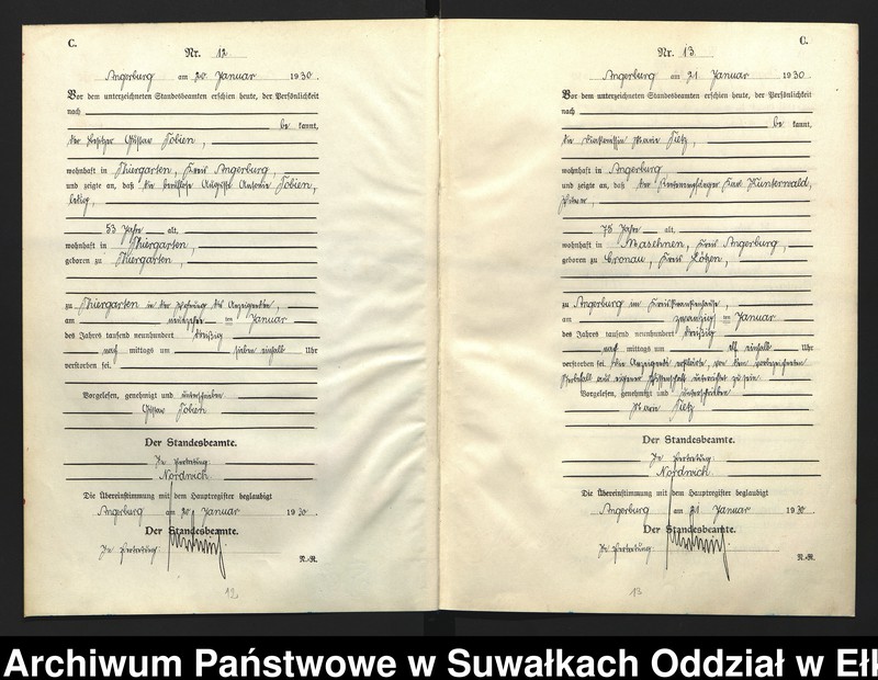 image.from.unit.number "C2. Sterbe - Register (Neben - Register) Standesamt Angerburg Ostpr. einschl. der Standesamtsbezirk Gross Strengeln, Kehlen und Prinowen"