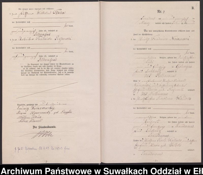 image.from.unit.number "Heiraths-Haupt-Register des Königlich Preussischen Standes-Amtes Schaden Kreis Sensburg"