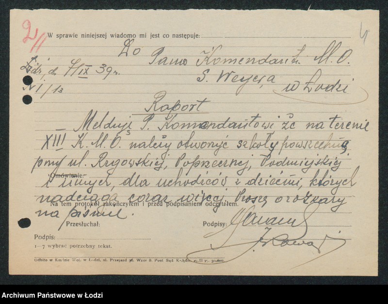 Obraz 6 z jednostki "[Akta XIII Komisariatu Milicji Obywatelskiej - protokoły i meldunki z zajść ulicznych, kradzieży, poszukiwań zaginionych]"