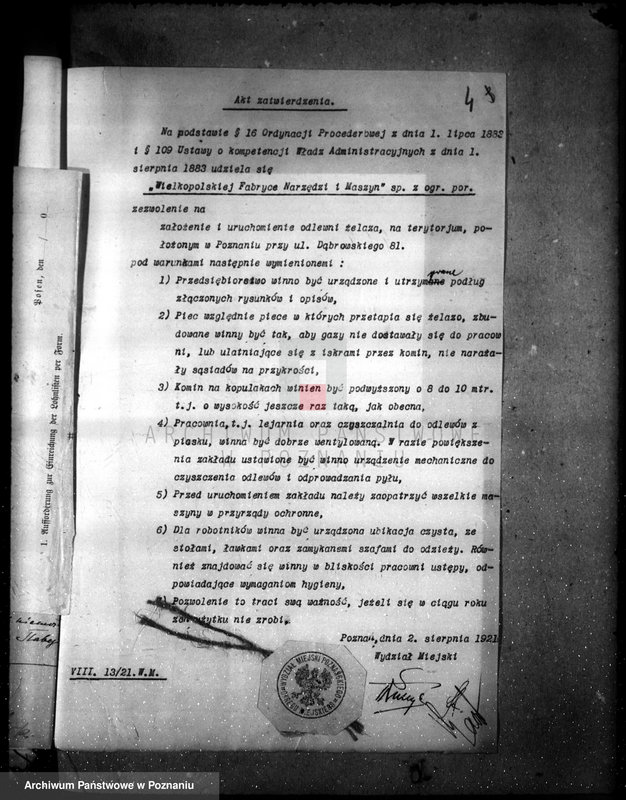 Obraz 8 z jednostki "Zatwierdzenie urządzenia fabryki maszyn "Wiepofama" w Poznaniu"