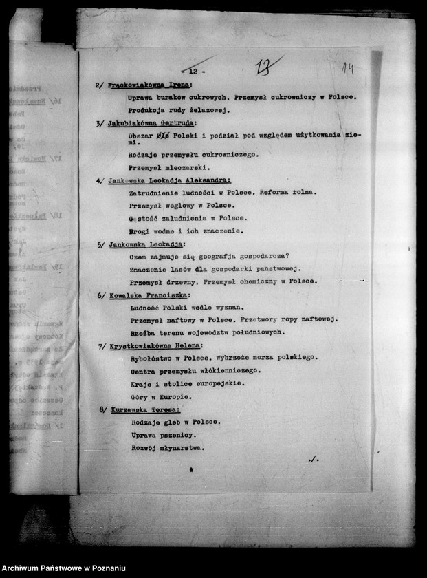 Obraz 19 z jednostki "Państwowa Szkoła Przemysłowo Handlowa Żeńska- Leszno [protokół z egzaminu końcowego]"