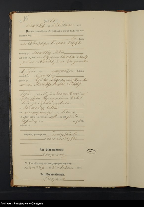 image.from.unit.number "Sterbe-Neben-Register Nr 1 - 71"