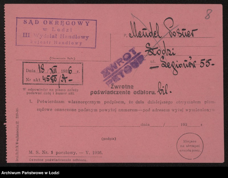 Obraz 10 z jednostki "Mendel Posner- sprzedaż towarów manufakturowych"