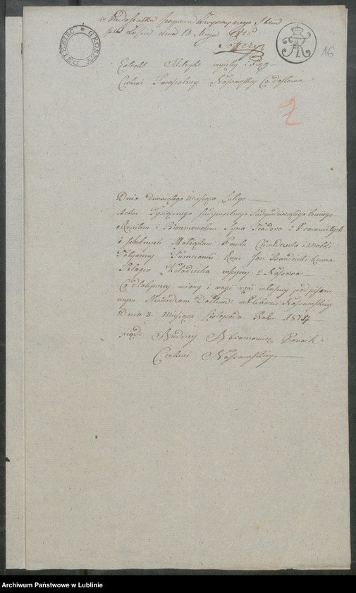 image.from.unit.number "Alegaty do ksiąg urodzeń, zapowiedzi, małżeństw i zgonów z lat 1813 - 1816"