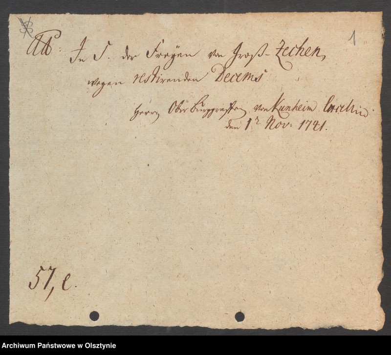 image.from.unit.number "In S. [Sachen] der Freyen von Groß-Zechen [Szczechy Wielkie] wegen restirenden Decems"