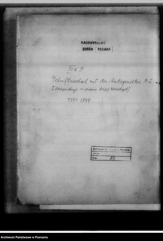 Obraz 4 z jednostki "Schriftwechsel mit den Amtsgerichten [korespondencja w sprawie ksiąg kościelnych, nazwy powiatów od M - Z]"