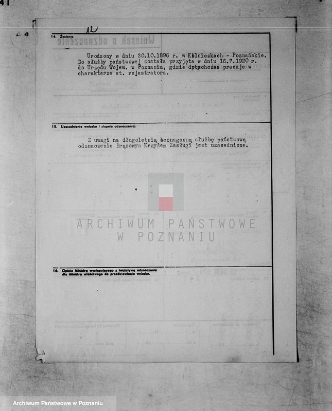 Obraz 17 z jednostki "/Wnioski o odznaczenia/"