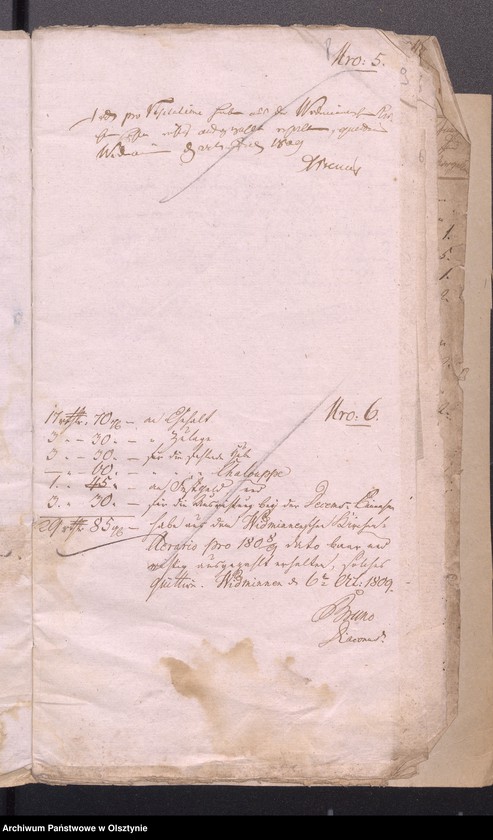 image.from.unit.number "Beläge zu der 1808-1809ten Widminnschen Jahres Kirchen und Armen Kassen Rechnung"