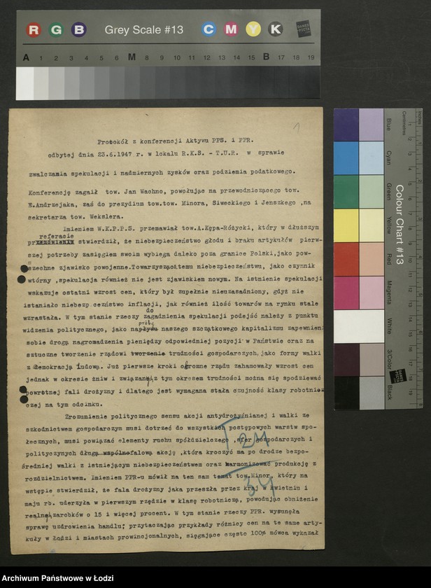 Obraz 2 z jednostki "Protokoły [z konferencji] i narad międzypartyjnych PPS i PPR [Wojewódzkich komitetów, stenogram z posiedzenia wspólnego WK PPS i KW PPR, oceny, analizy aktywu gospodarczego i komitetów współpracy PPS i PPR] [i załączniki]"